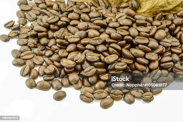 Roasted Coffee Beans And Leaves Dry Stock Photo - Download Image Now - Arabia, Backgrounds, Black Coffee