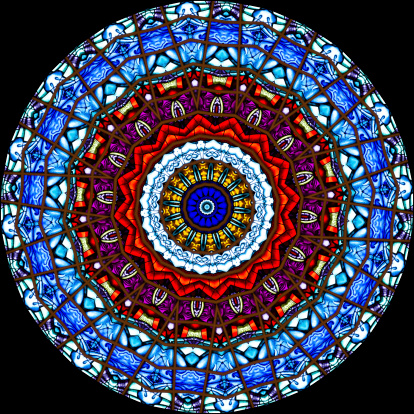 Kaleidoscope image created from a stained glass window