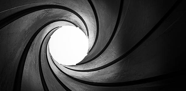 istock 3d metal inside gun barrel twisted tube focus 484562177