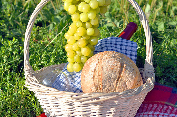 istock Picnic Basket with food 484562218