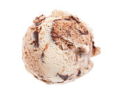 scoop of tiramisu ice cream isolated on white background