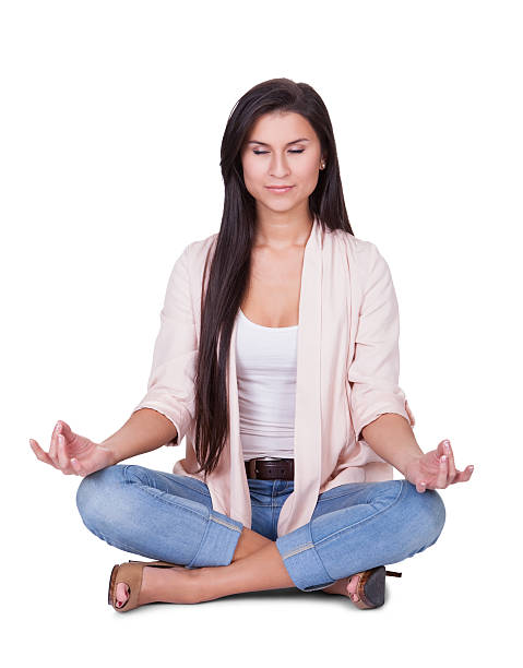 istock Serene beautiful woman meditating 484563716