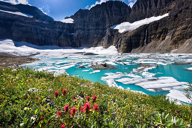 grinnell ghiacciaio - montana mountain us glacier national park lake foto e immagini stock