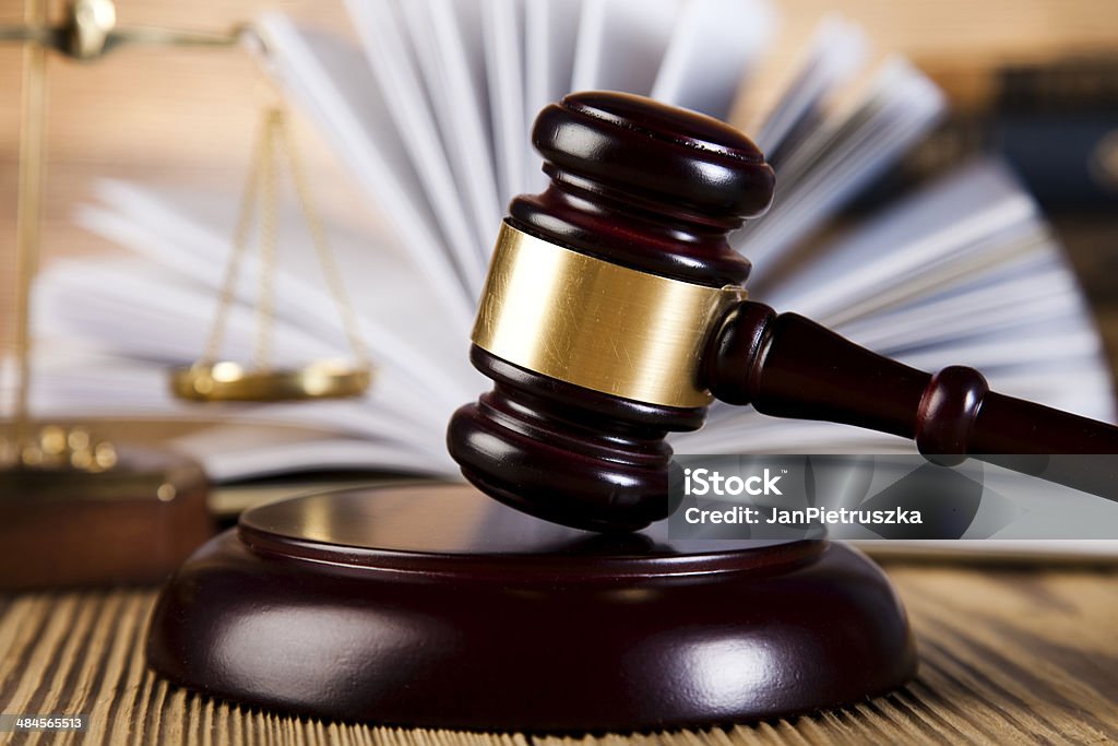 Wooden gavel barrister, justice concept, legal system Justice concept Book Stock Photo