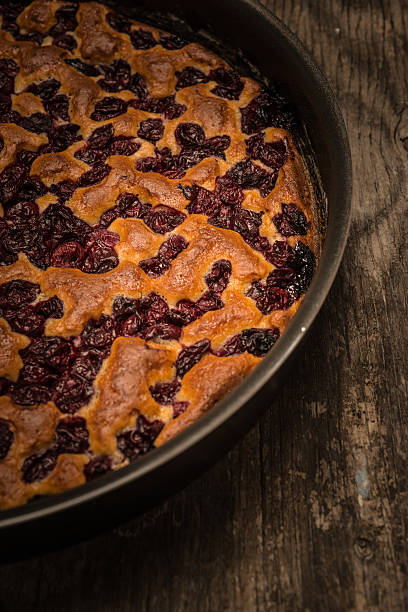 Cherry sponge cake after baking