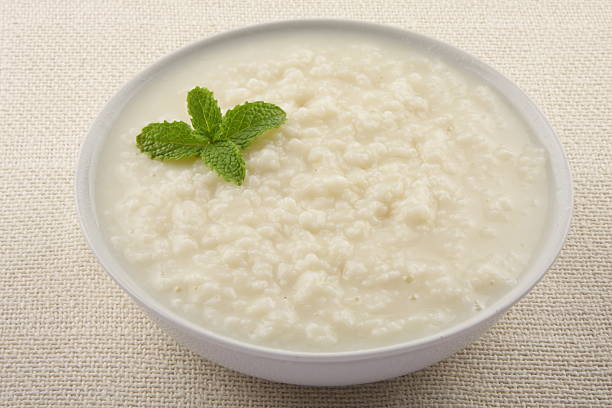 Homemade rice porridge with milk.