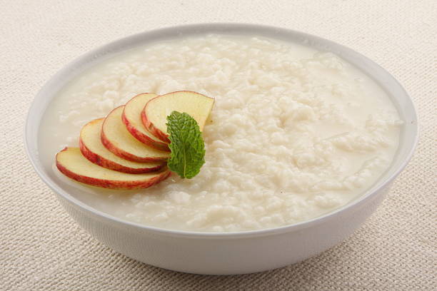 istock Homemade rice porridge with apples. 484566878