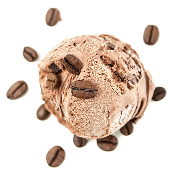 una bola de hielo desde arriba - scoop ice cream frozen cold fotografías e imágenes de stock