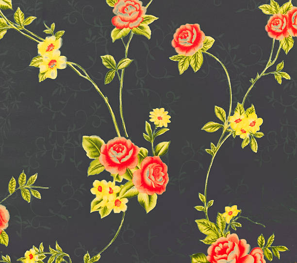 istock Retro Lace Floral Seamless Pattern Black Fabric Background Vintage Style 484570916