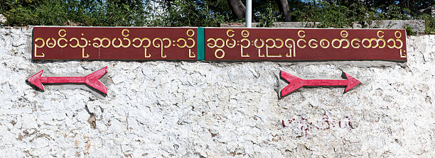 istock Road sign, Sagaing, Myanmar 484571290