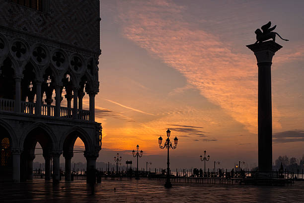 Sunrise in St Mark's Square, Venice stock photo