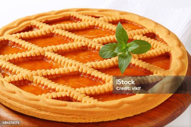 Linzer Apricot Tart Stock Photo - Download Image Now - 2015, Apricot, Baked