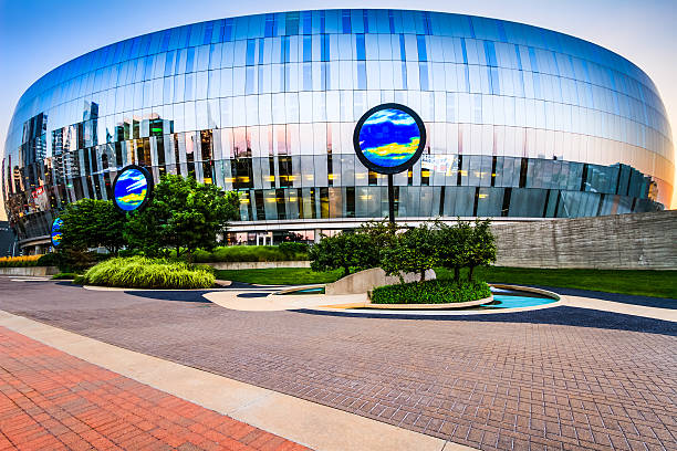 Kansas City Sprint Center Kansas City, Missouri on Aug 15th, 2015. Sprint Center is a large, multi-use indoor arena. The building is located on the east side of the Power & Light District and seats over 19,000. kansas basketball stock pictures, royalty-free photos & images