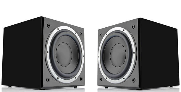 istock Pair of black subwoofers 484577969
