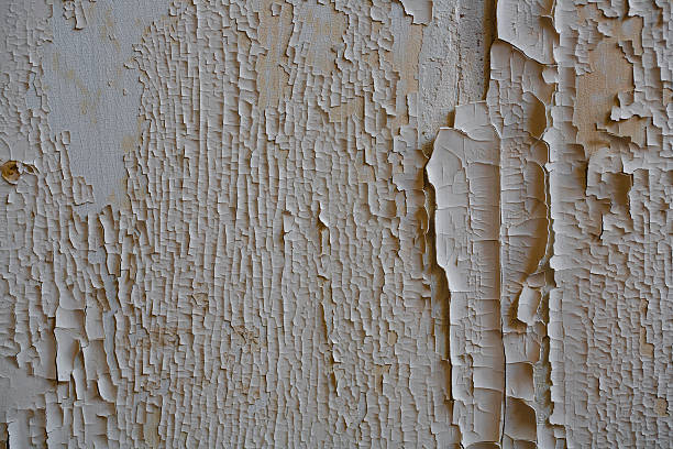 peeling de peinture sur un vieux mur de plâtre - paint lead peeling peeled photos et images de collection
