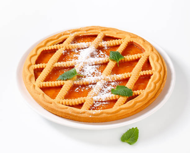 istock Lattice topped apricot crostata 484580534