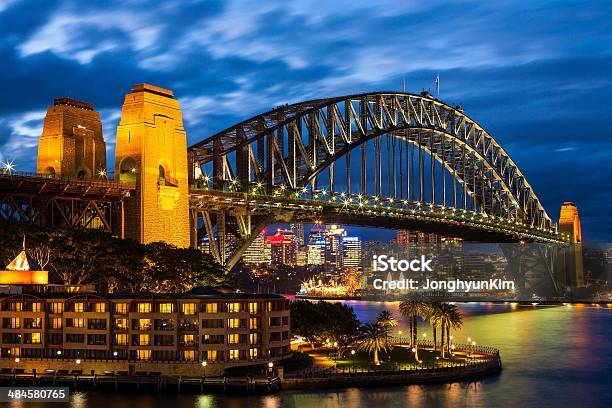 Sydney Harbour Bridge At Blue Night Stock Photo - Download Image Now - Sydney Harbor Bridge, Architecture, Arranging