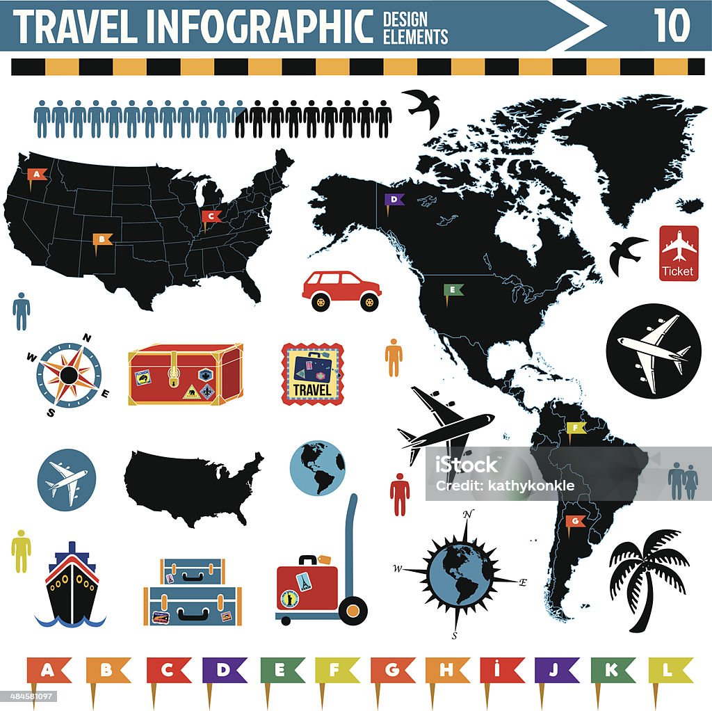 Elementy projektu infografiki podróży - Grafika wektorowa royalty-free (Ameryka)