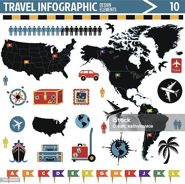 Elementy Projektu Infografiki Podróży - Stockowe grafiki wektorowe i więcej obrazów Ameryka - Ameryka, Ameryka Południowa, Ameryka Północna
