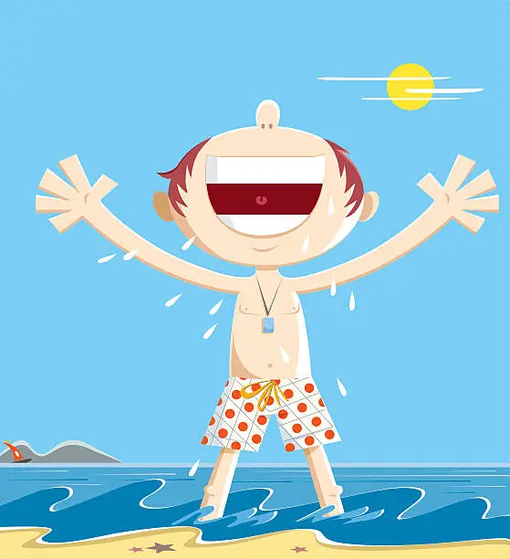 Vector illustration of boy on the beach