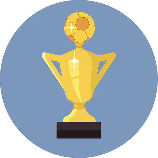 ilustrações de stock, clip art, desenhos animados e ícones de troféu de futebol ilustração plana - trophy soccer sport success