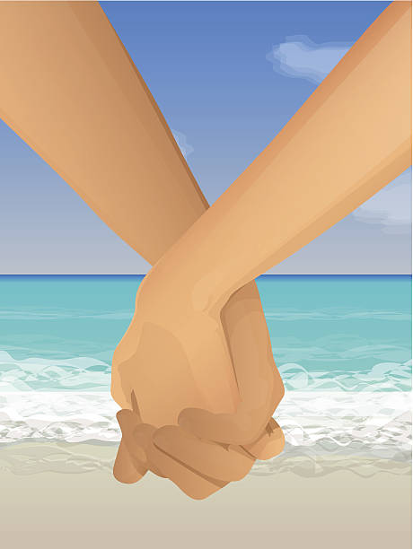 쥠 손 - holding hands honeymoon dating flirting stock illustrations