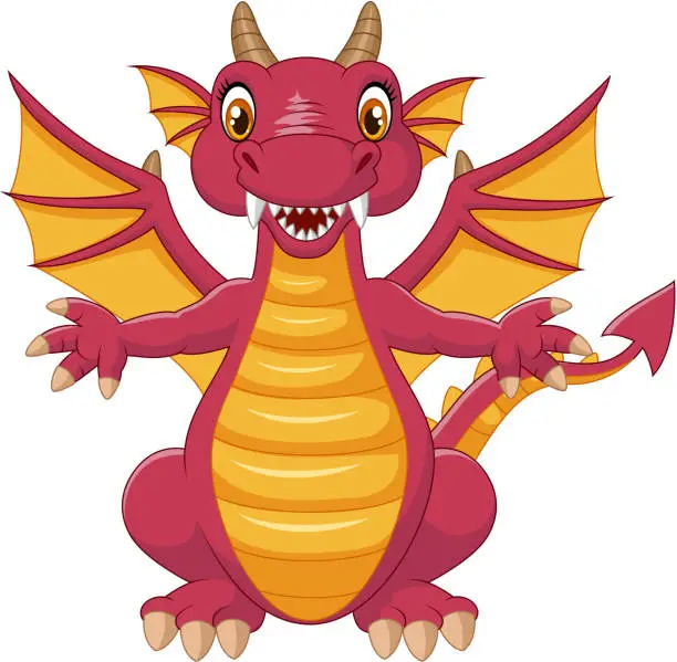 Vector illustration of Cartoon funny dragon