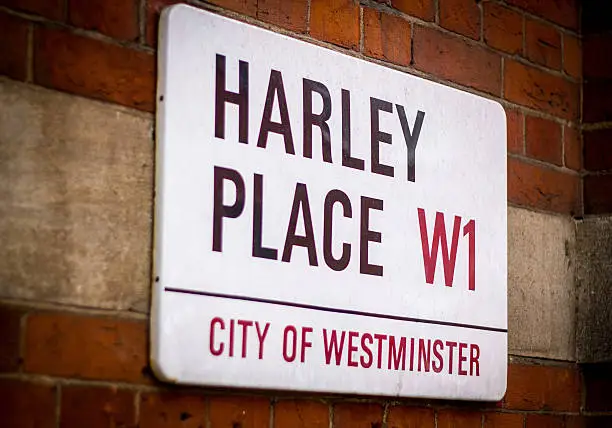 Photo of Central London Street Sign. Harley Place, Marlyebone. Desirable Area