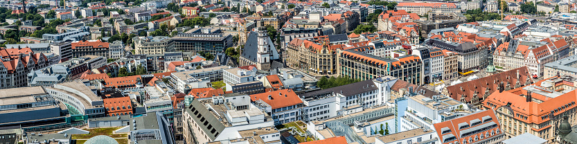 Leipzig, Germany - August 4, 2015: Panoramic view of Leipzig Germany from the new built Panorama tower with 142,5 meter the highest building in Leipzig.