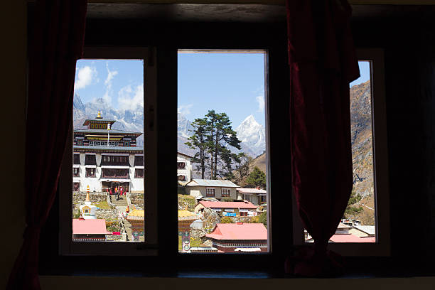 istock Window view Tengboche village monastery. Nepal. 484588880