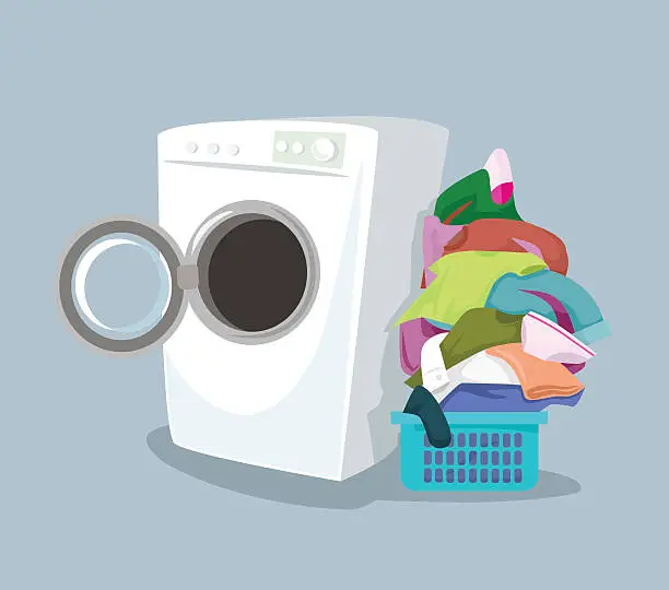 Vector illustration of Vector washing machine. Flat cartoon illustration