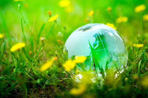 Green & Eco environment, glass globe in the garden taken in 2015.