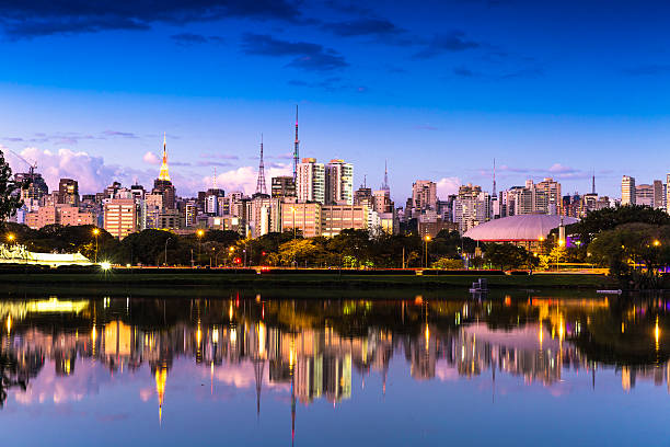 Sao Paulo skyline at night in Brazil