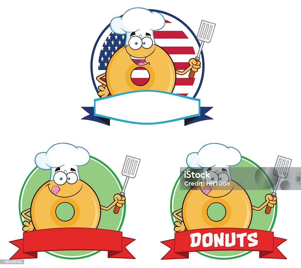 Collection of Donut Mascot - 5 Similar Illustrations: 2015 stock vector