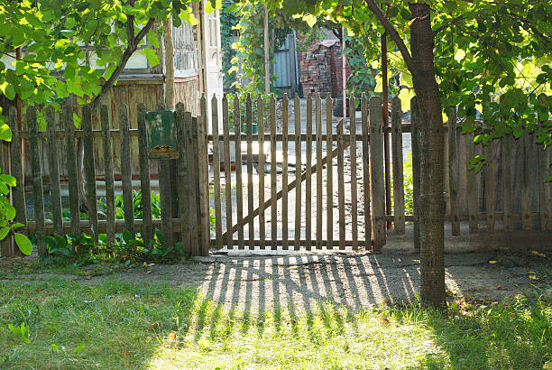 istock wooden fence and gate 484601214