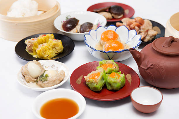 istock Group of stream Dim Sum chinese food and hot Tea 484601372