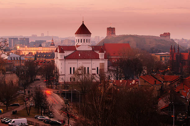istock Aerial view of Vilnius, Lithuania at night. 484603015