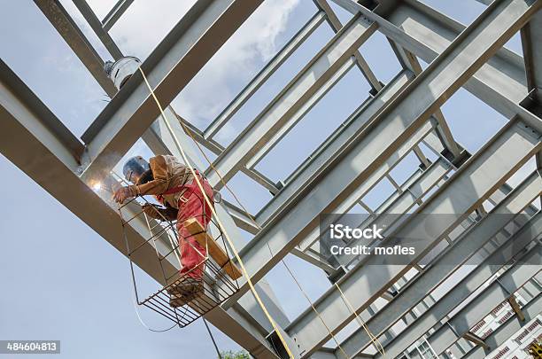 Welding Metal Columns Stock Photo - Download Image Now - Blacksmith, Construction Industry, Construction Site
