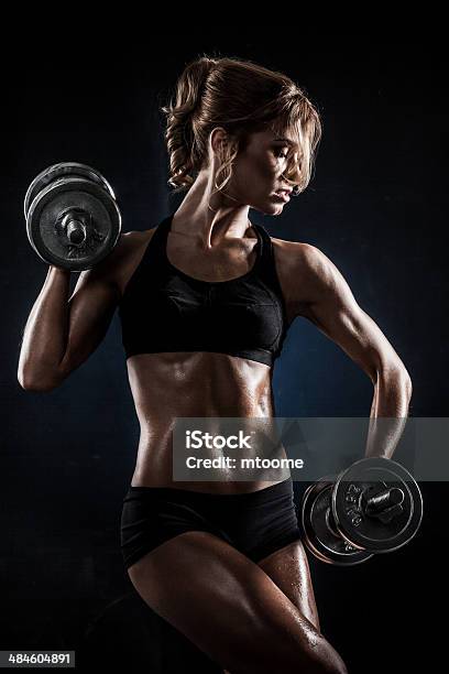 Fitness With Dumbbells Stock Photo - Download Image Now - Body Building, Women, Abdominal Muscle