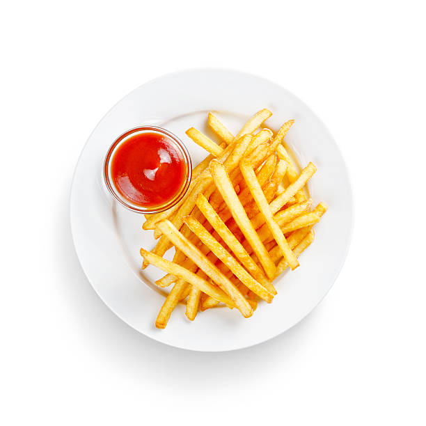 istock french fries and tomato sauce on a white background 484606123