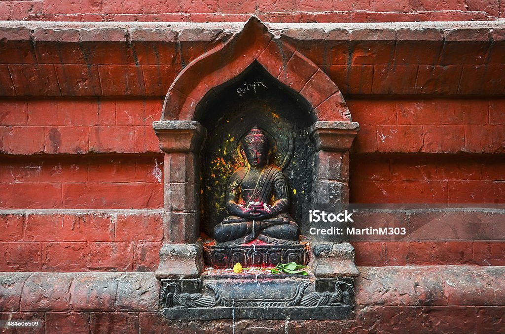 Szczegóły Swayambhu posąg Buddy w świątyni, Katmandu - Zbiór zdjęć royalty-free (Azja)