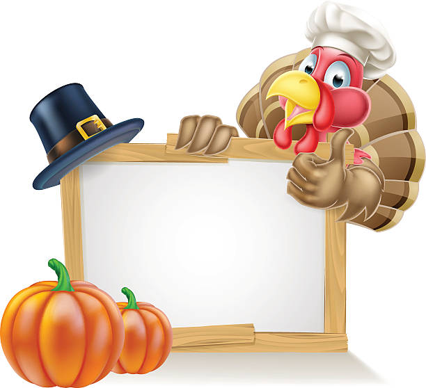 chefkoch türkei thanksgiving-schild - flat character stock-grafiken, -clipart, -cartoons und -symbole