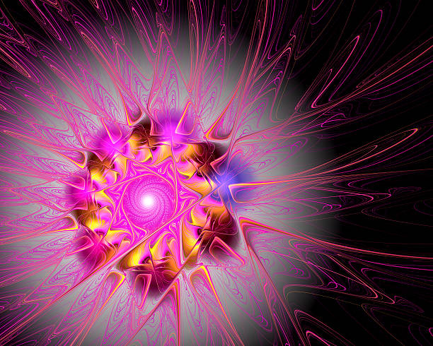 istock Abstract fractal design. Pink flower on dark gradient. 484607764