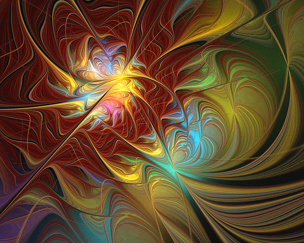 istock Abstract fractal design. Dark yellow and red. 484608186