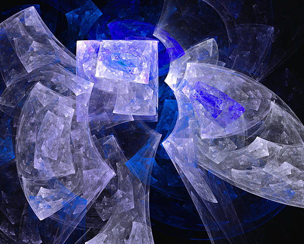 istock Abstract fractal design. Blue figures on black. 484608208