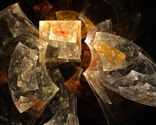 istock Abstract fractal design. Yellow and red figures on black. 484608234