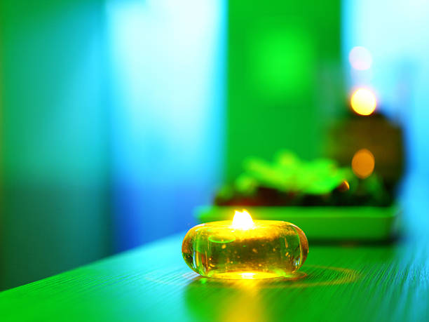 Scented candle in health spa,copy space 
