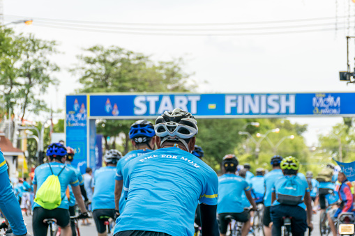Bangkok, Thailand - August 16, 2015: Bike for mom 2015 from Thailand. Bike for mom event show respected and celebrated 83rd birthday of Queen Sirikit. This event now holds the new Guinness Book of World Records , with 146,266 cyclists nationwide who successfully rode.