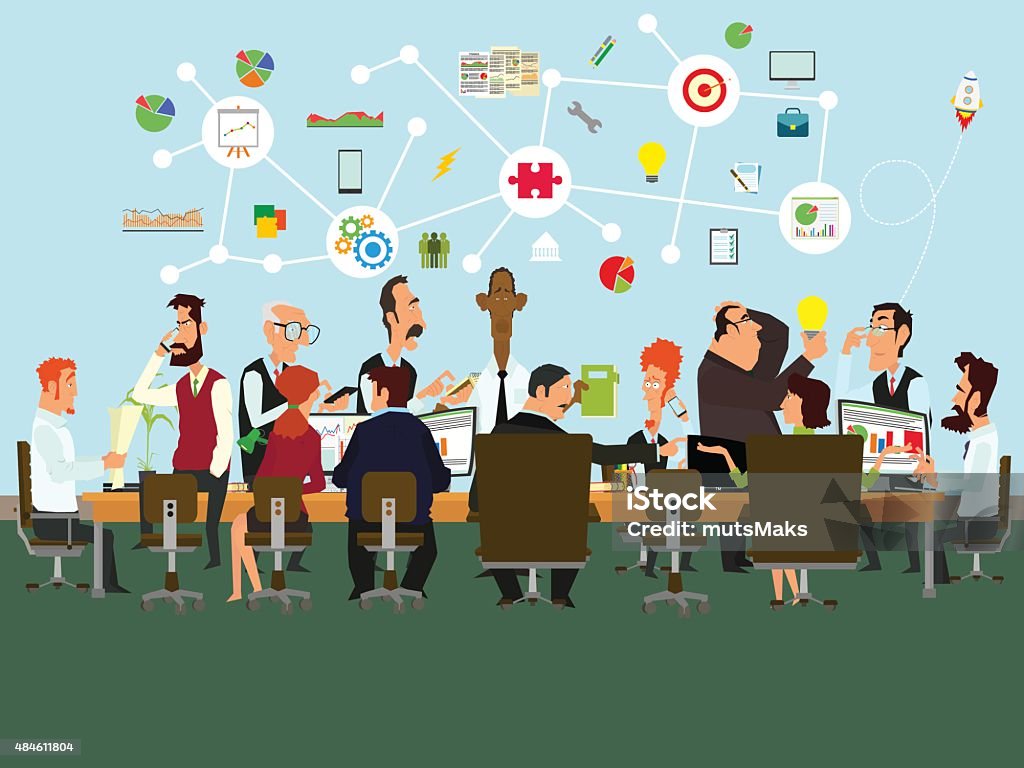 Concept of the coworking center. Concept of the coworking center. Business meeting. Business stock vector