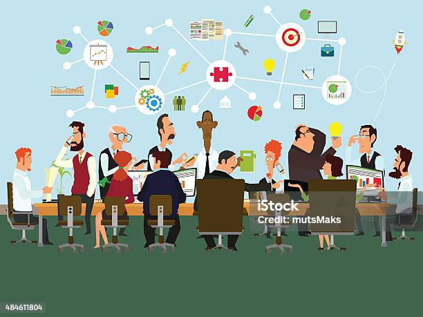 Concept Of The Coworking Center Stock Illustration - Download Image Now - Business, Community, Planning